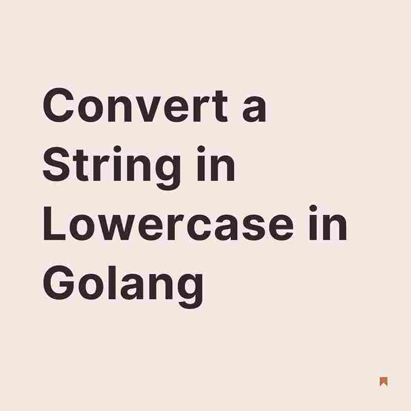 How to Convert a String in Lowercase in Golang?