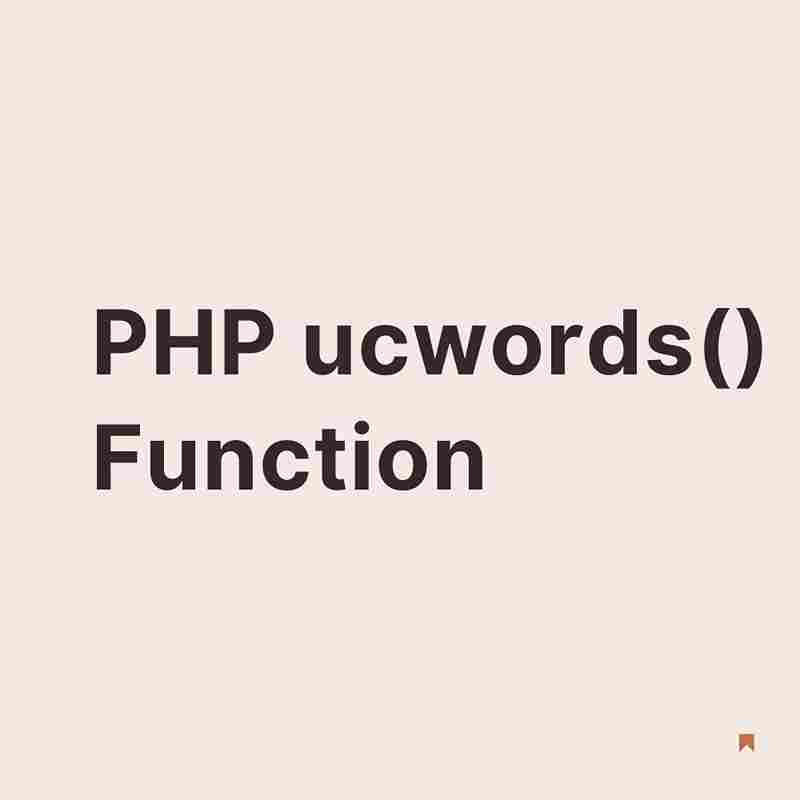 PHP ucwords() Function