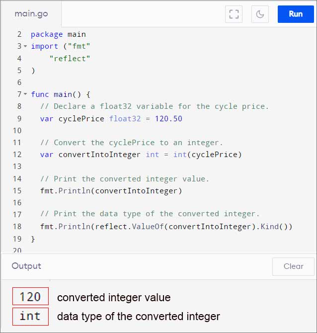 convert float value to integer in golang