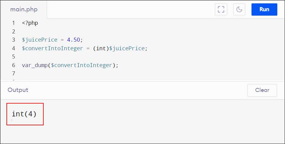 convert float into integer in PHP